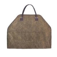  Premium Waxed Canvas Firewood Carrier with Leather Handles